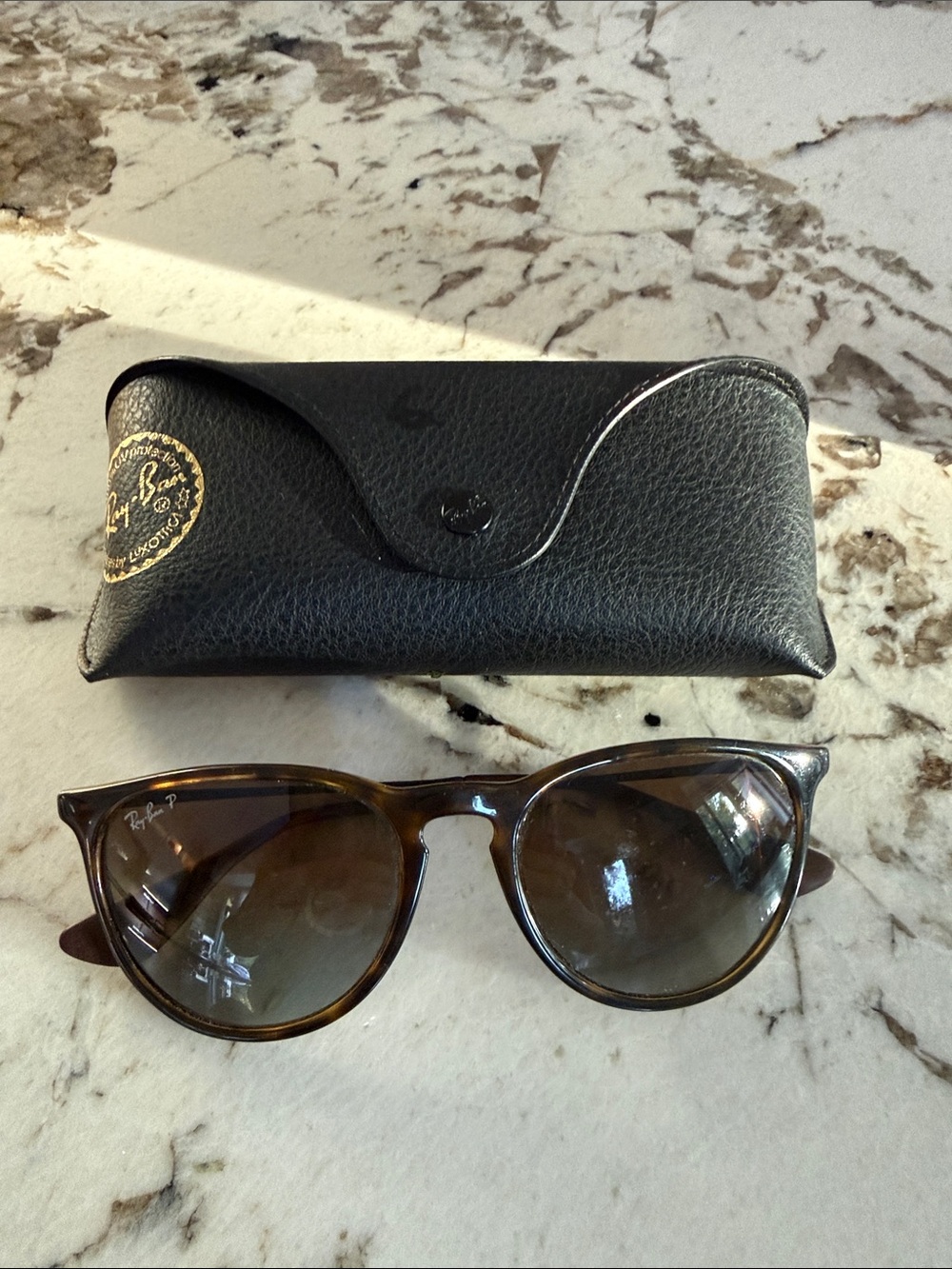 Ray-Ban Brown Tortoiseshell Sunglasses with Black Case